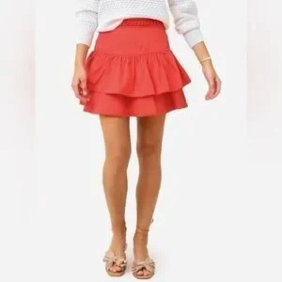 Rhode Red Elinor Berry Bubble‎ Hem Skirt SZ S NWOT